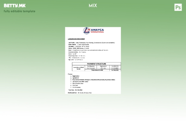 Модерен стил Шаблон за меѓународна работна дозвола од Луксембург